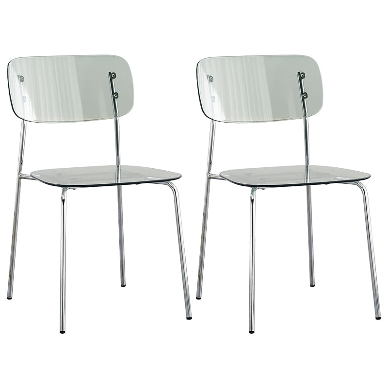 Industrial Style Plastic Dining Armless Chairs Open Back Dining Side Chair for Home Grey 2 Piece Set Silver Clearhalo ' kitchen&dining_furn' 'Dining Chairs' 'Dining Tables & Seating' 'dining_chair' 'furn' 'furn_dining_chair' 'Furniture' 'furniture_dining_chair' 'Kitchen & Dining Furniture' 'kitchen' 3950599