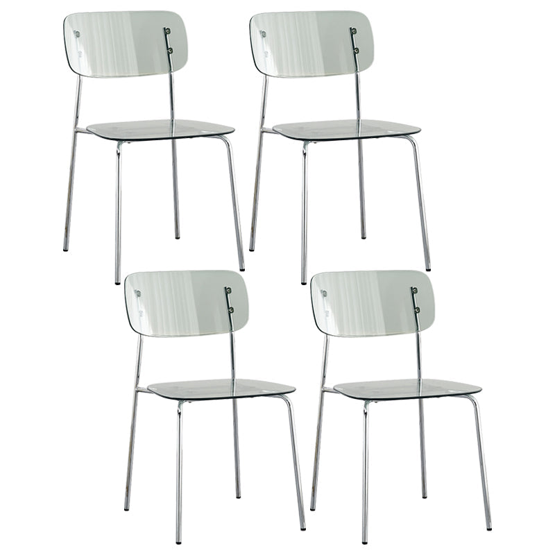 Industrial Style Plastic Dining Armless Chairs Open Back Dining Side Chair for Home Grey 4 Piece Set Silver Clearhalo ' kitchen&dining_furn' 'Dining Chairs' 'Dining Tables & Seating' 'dining_chair' 'furn' 'furn_dining_chair' 'Furniture' 'furniture_dining_chair' 'Kitchen & Dining Furniture' 'kitchen' 3950601