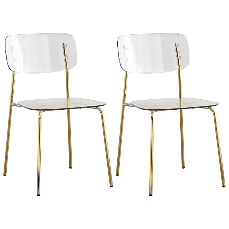 Industrial Style Plastic Dining Armless Chairs Open Back Dining Side Chair for Home White 2 Piece Set Brass Gold Clearhalo ' kitchen&dining_furn' 'Dining Chairs' 'Dining Tables & Seating' 'dining_chair' 'furn' 'furn_dining_chair' 'Furniture' 'furniture_dining_chair' 'Kitchen & Dining Furniture' 'kitchen' 3950605
