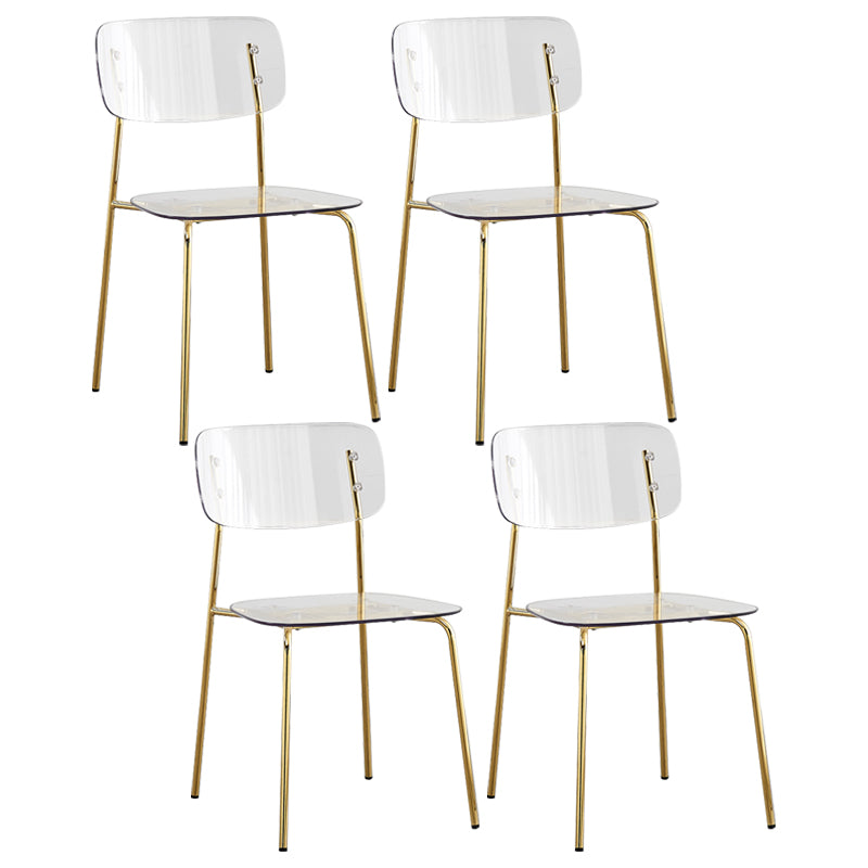 Industrial Style Plastic Dining Armless Chairs Open Back Dining Side Chair for Home White 4 Piece Set Brass Gold Clearhalo ' kitchen&dining_furn' 'Dining Chairs' 'Dining Tables & Seating' 'dining_chair' 'furn' 'furn_dining_chair' 'Furniture' 'furniture_dining_chair' 'Kitchen & Dining Furniture' 'kitchen' 3950608