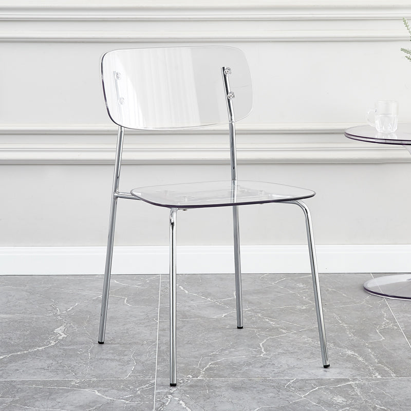 Industrial Style Plastic Dining Armless Chairs Open Back Dining Side Chair for Home White 1 Piece Silver Clearhalo ' kitchen&dining_furn' 'Dining Chairs' 'Dining Tables & Seating' 'dining_chair' 'furn' 'furn_dining_chair' 'Furniture' 'furniture_dining_chair' 'Kitchen & Dining Furniture' 'kitchen' 3950610