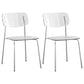 Industrial Style Plastic Dining Armless Chairs Open Back Dining Side Chair for Home White 2 Piece Set Silver Clearhalo ' kitchen&dining_furn' 'Dining Chairs' 'Dining Tables & Seating' 'dining_chair' 'furn' 'furn_dining_chair' 'Furniture' 'furniture_dining_chair' 'Kitchen & Dining Furniture' 'kitchen' 3950612