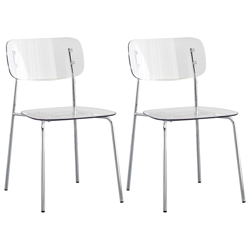 Industrial Style Plastic Dining Armless Chairs Open Back Dining Side Chair for Home White 2 Piece Set Silver Clearhalo ' kitchen&dining_furn' 'Dining Chairs' 'Dining Tables & Seating' 'dining_chair' 'furn' 'furn_dining_chair' 'Furniture' 'furniture_dining_chair' 'Kitchen & Dining Furniture' 'kitchen' 3950612
