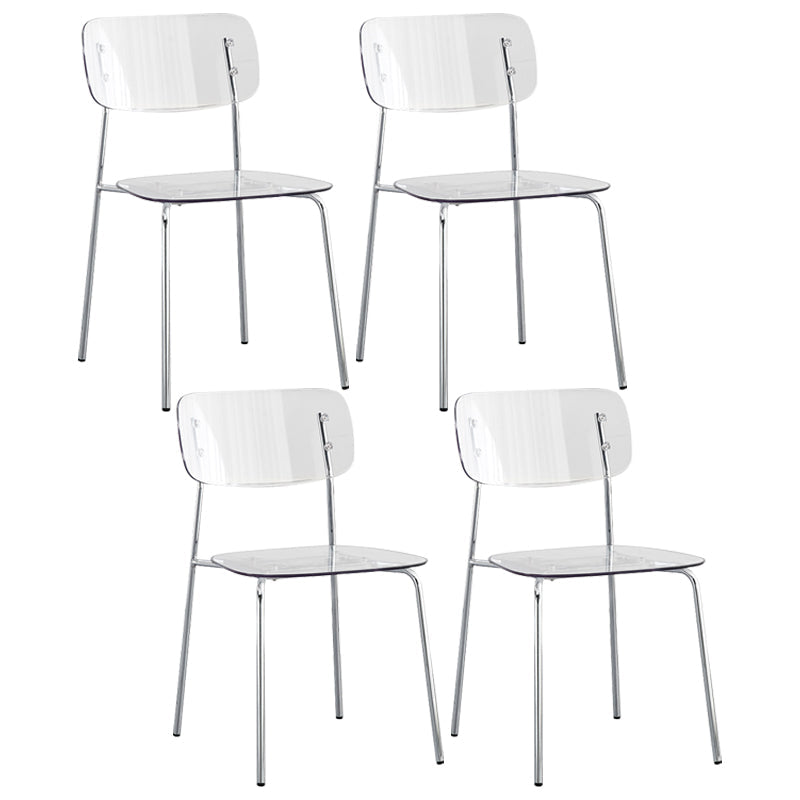 Industrial Style Plastic Dining Armless Chairs Open Back Dining Side Chair for Home White 4 Piece Set Silver Clearhalo ' kitchen&dining_furn' 'Dining Chairs' 'Dining Tables & Seating' 'dining_chair' 'furn' 'furn_dining_chair' 'Furniture' 'furniture_dining_chair' 'Kitchen & Dining Furniture' 'kitchen' 3950613