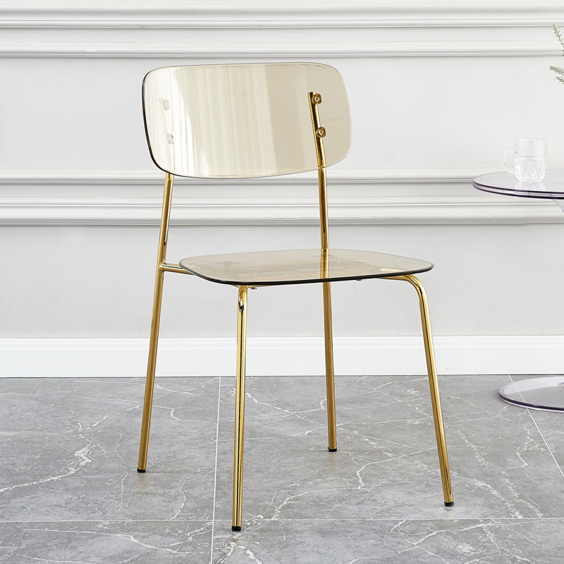 Industrial Style Plastic Dining Armless Chairs Open Back Dining Side Chair for Home Tan 1 Piece Brass Gold Clearhalo ' kitchen&dining_furn' 'Dining Chairs' 'Dining Tables & Seating' 'dining_chair' 'furn' 'furn_dining_chair' 'Furniture' 'furniture_dining_chair' 'Kitchen & Dining Furniture' 'kitchen' 3950614