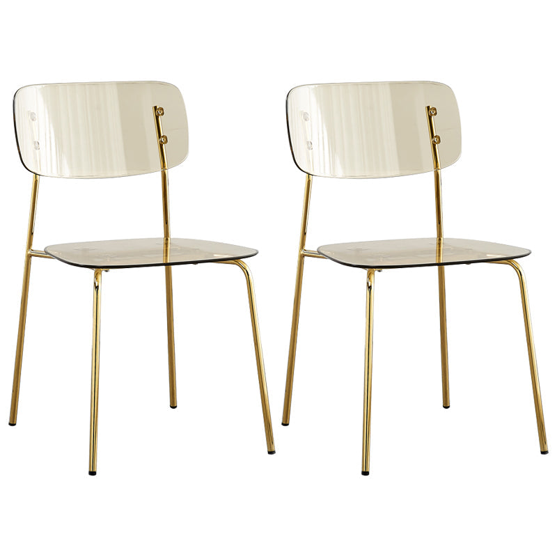 Industrial Style Plastic Dining Armless Chairs Open Back Dining Side Chair for Home Tan 2 Piece Set Brass Gold Clearhalo ' kitchen&dining_furn' 'Dining Chairs' 'Dining Tables & Seating' 'dining_chair' 'furn' 'furn_dining_chair' 'Furniture' 'furniture_dining_chair' 'Kitchen & Dining Furniture' 'kitchen' 3950615