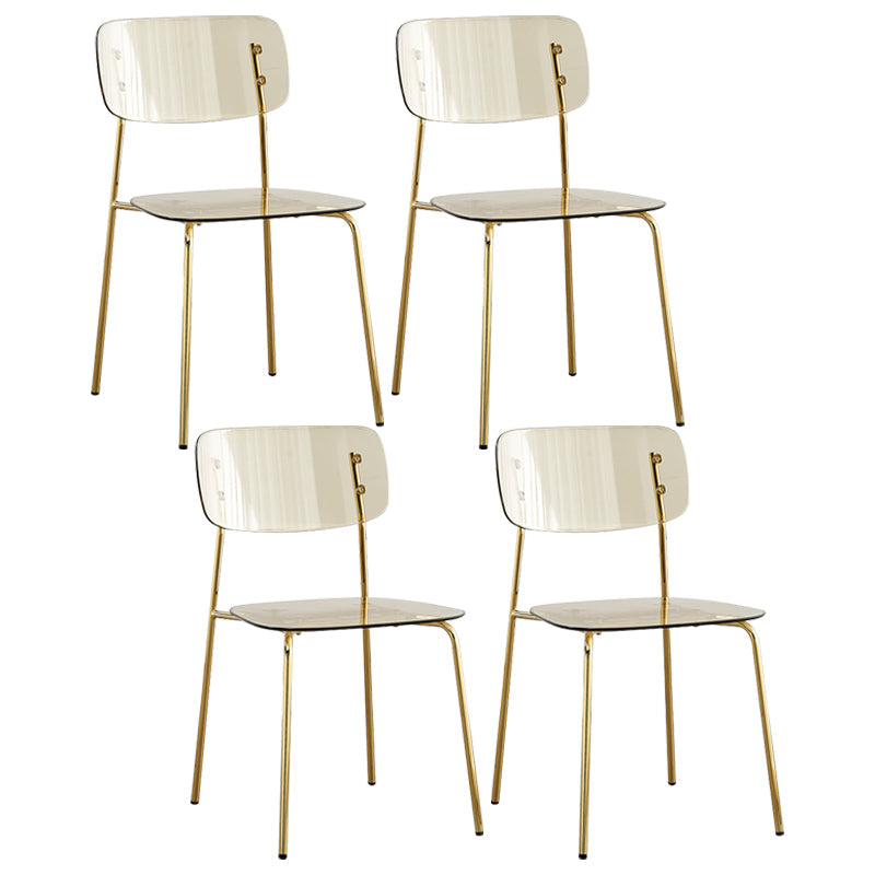Industrial Style Plastic Dining Armless Chairs Open Back Dining Side Chair for Home Tan 4 Piece Set Brass Gold Clearhalo ' kitchen&dining_furn' 'Dining Chairs' 'Dining Tables & Seating' 'dining_chair' 'furn' 'furn_dining_chair' 'Furniture' 'furniture_dining_chair' 'Kitchen & Dining Furniture' 'kitchen' 3950616