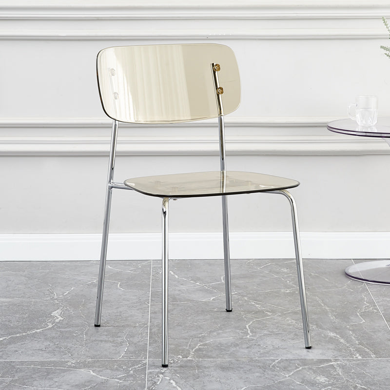 Industrial Style Plastic Dining Armless Chairs Open Back Dining Side Chair for Home Tan 1 Piece Silver Clearhalo ' kitchen&dining_furn' 'Dining Chairs' 'Dining Tables & Seating' 'dining_chair' 'furn' 'furn_dining_chair' 'Furniture' 'furniture_dining_chair' 'Kitchen & Dining Furniture' 'kitchen' 3950617