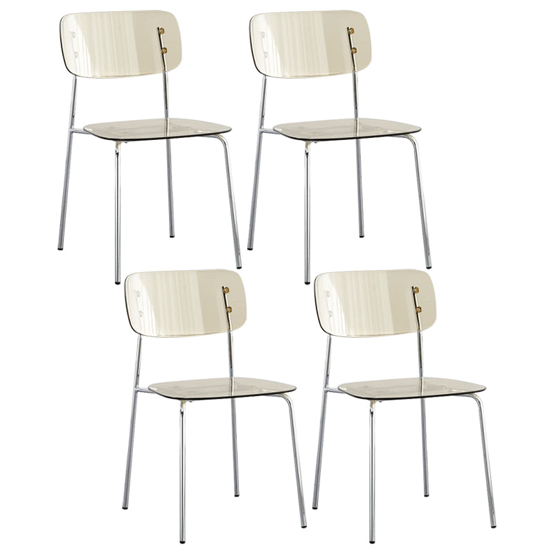 Industrial Style Plastic Dining Armless Chairs Open Back Dining Side Chair for Home Tan 4 Piece Set Silver Clearhalo ' kitchen&dining_furn' 'Dining Chairs' 'Dining Tables & Seating' 'dining_chair' 'furn' 'furn_dining_chair' 'Furniture' 'furniture_dining_chair' 'Kitchen & Dining Furniture' 'kitchen' 3950619