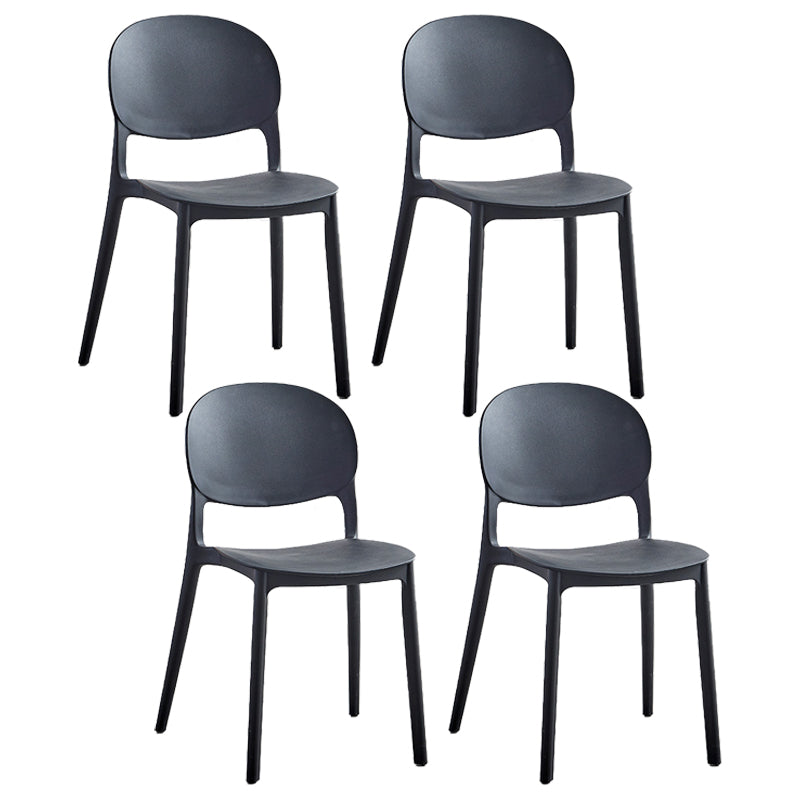 Stackable Armless Dining Chairs Plastic Open Back Side Chair (Set of 4) Black Clearhalo ' kitchen&dining_furn' 'Dining Chairs' 'Dining Tables & Seating' 'dining_chair' 'furn' 'furn_dining_chair' 'Furniture' 'furniture_dining_chair' 'Kitchen & Dining Furniture' 'kitchen' 3950622