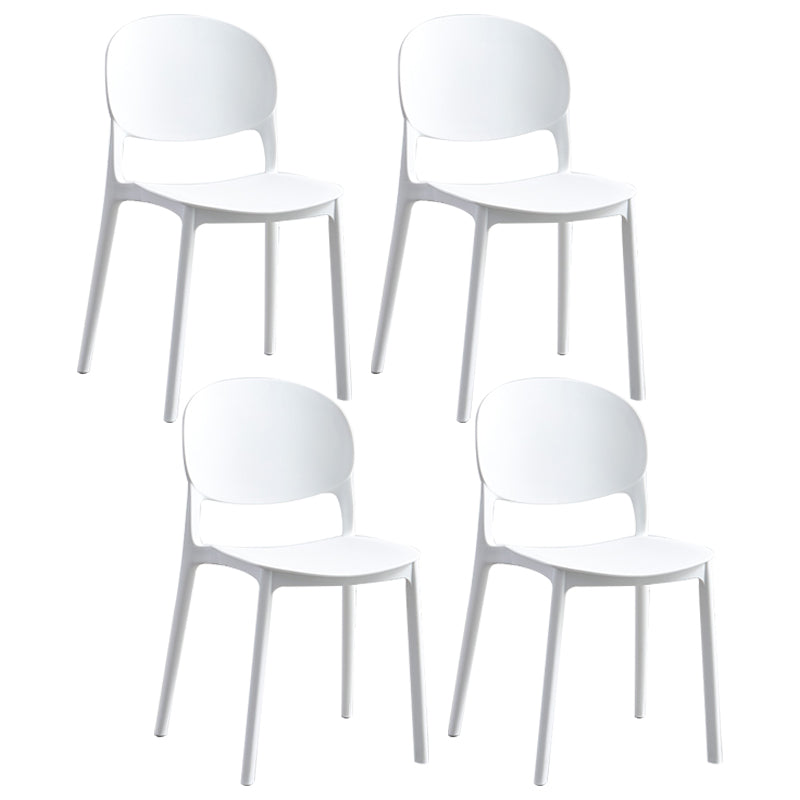 Stackable Armless Dining Chairs Plastic Open Back Side Chair (Set of 4) White Clearhalo ' kitchen&dining_furn' 'Dining Chairs' 'Dining Tables & Seating' 'dining_chair' 'furn' 'furn_dining_chair' 'Furniture' 'furniture_dining_chair' 'Kitchen & Dining Furniture' 'kitchen' 3950626