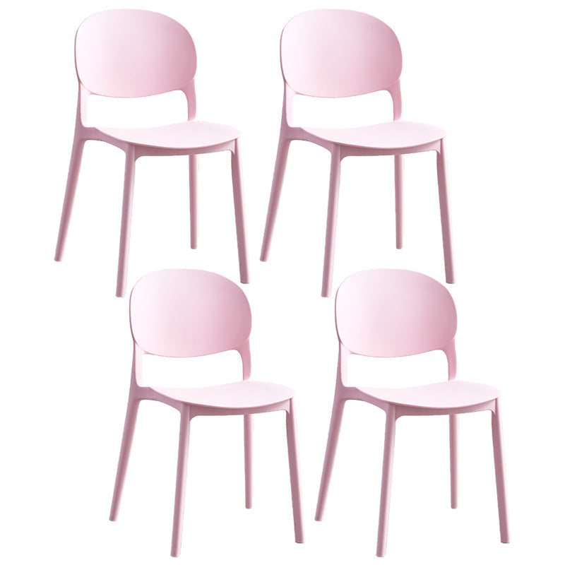Stackable Armless Dining Chairs Plastic Open Back Side Chair (Set of 4) Pink Clearhalo ' kitchen&dining_furn' 'Dining Chairs' 'Dining Tables & Seating' 'dining_chair' 'furn' 'furn_dining_chair' 'Furniture' 'furniture_dining_chair' 'Kitchen & Dining Furniture' 'kitchen' 3950627