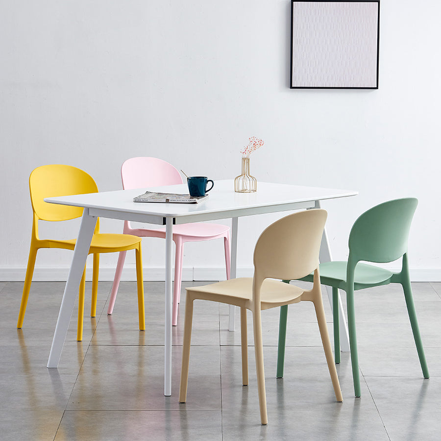 Stackable Armless Dining Chairs Plastic Open Back Side Chair (Set of 4) Clearhalo ' kitchen&dining_furn' 'Dining Chairs' 'Dining Tables & Seating' 'dining_chair' 'furn' 'furn_dining_chair' 'Furniture' 'furniture_dining_chair' 'Kitchen & Dining Furniture' 'kitchen' 3950628