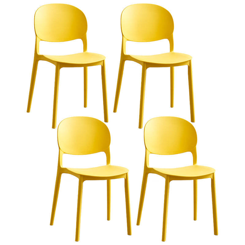 Stackable Armless Dining Chairs Plastic Open Back Side Chair (Set of 4) Yellow Clearhalo ' kitchen&dining_furn' 'Dining Chairs' 'Dining Tables & Seating' 'dining_chair' 'furn' 'furn_dining_chair' 'Furniture' 'furniture_dining_chair' 'Kitchen & Dining Furniture' 'kitchen' 3950630