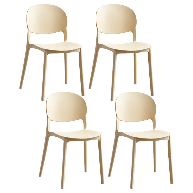 Stackable Armless Dining Chairs Plastic Open Back Side Chair (Set of 4) Camel Clearhalo ' kitchen&dining_furn' 'Dining Chairs' 'Dining Tables & Seating' 'dining_chair' 'furn' 'furn_dining_chair' 'Furniture' 'furniture_dining_chair' 'Kitchen & Dining Furniture' 'kitchen' 3950632