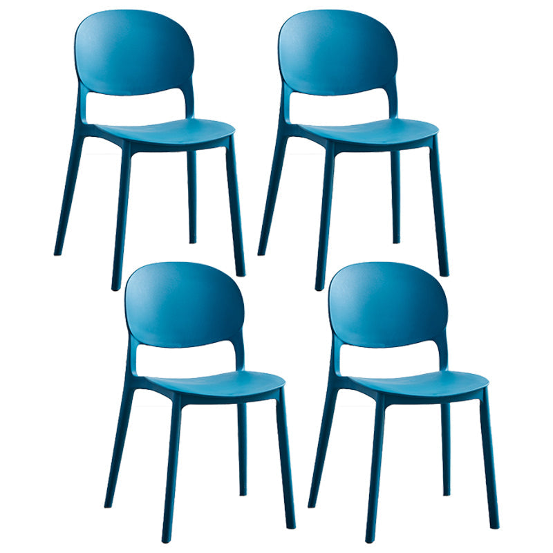 Stackable Armless Dining Chairs Plastic Open Back Side Chair (Set of 4) Peacock Blue Clearhalo ' kitchen&dining_furn' 'Dining Chairs' 'Dining Tables & Seating' 'dining_chair' 'furn' 'furn_dining_chair' 'Furniture' 'furniture_dining_chair' 'Kitchen & Dining Furniture' 'kitchen' 3950635