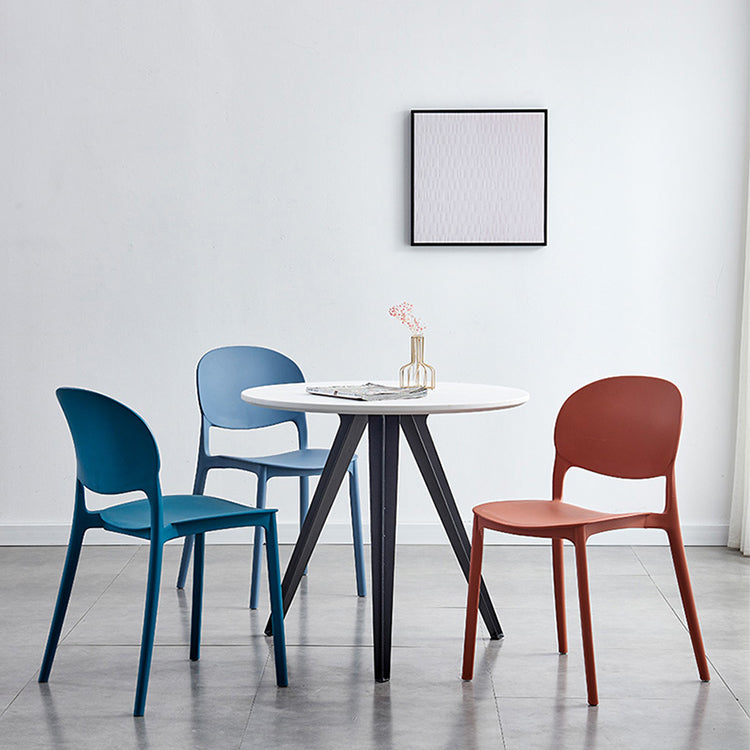 Stackable Armless Dining Chairs Plastic Open Back Side Chair (Set of 4) Clearhalo ' kitchen&dining_furn' 'Dining Chairs' 'Dining Tables & Seating' 'dining_chair' 'furn' 'furn_dining_chair' 'Furniture' 'furniture_dining_chair' 'Kitchen & Dining Furniture' 'kitchen' 3950636