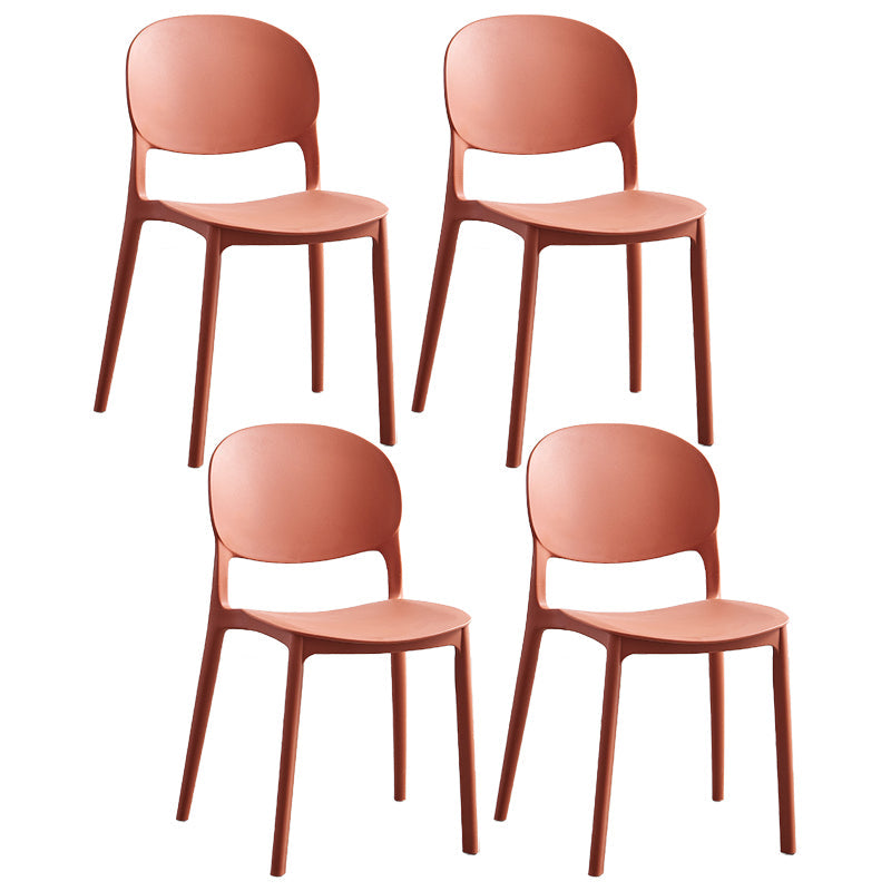 Stackable Armless Dining Chairs Plastic Open Back Side Chair (Set of 4) Watermelon Red Clearhalo ' kitchen&dining_furn' 'Dining Chairs' 'Dining Tables & Seating' 'dining_chair' 'furn' 'furn_dining_chair' 'Furniture' 'furniture_dining_chair' 'Kitchen & Dining Furniture' 'kitchen' 3950638