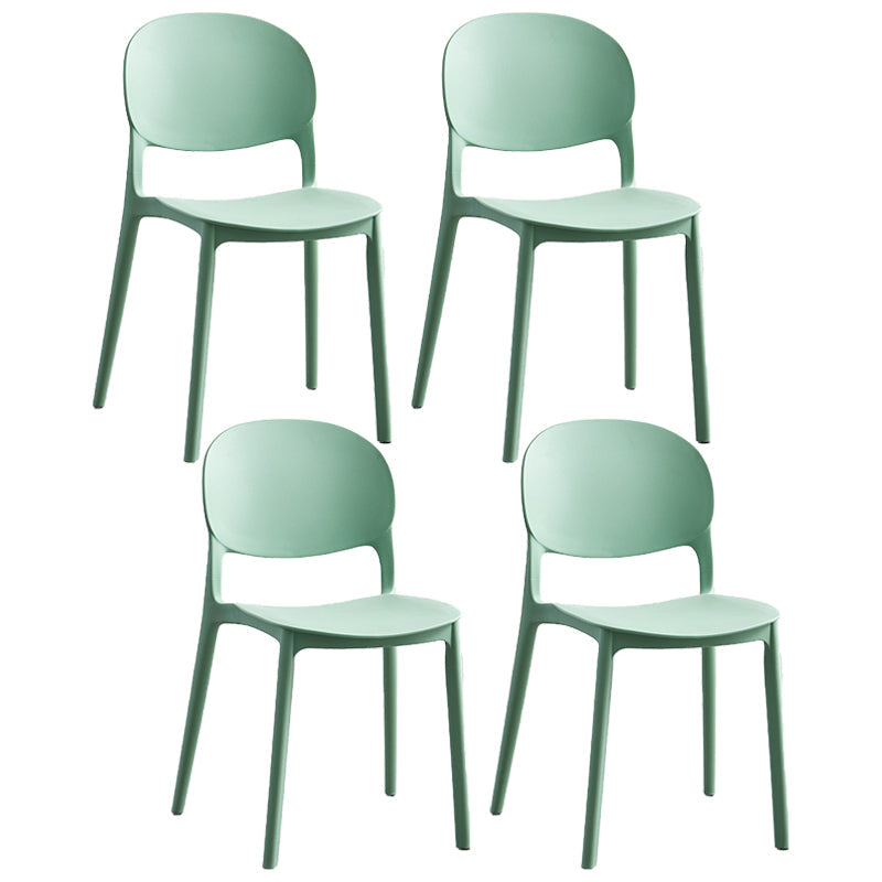 Stackable Armless Dining Chairs Plastic Open Back Side Chair (Set of 4) Pea Green Clearhalo ' kitchen&dining_furn' 'Dining Chairs' 'Dining Tables & Seating' 'dining_chair' 'furn' 'furn_dining_chair' 'Furniture' 'furniture_dining_chair' 'Kitchen & Dining Furniture' 'kitchen' 3950639