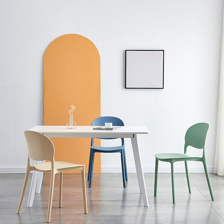 Stackable Armless Dining Chairs Plastic Open Back Side Chair (Set of 4) Clearhalo ' kitchen&dining_furn' 'Dining Chairs' 'Dining Tables & Seating' 'dining_chair' 'furn' 'furn_dining_chair' 'Furniture' 'furniture_dining_chair' 'Kitchen & Dining Furniture' 'kitchen' 3950640