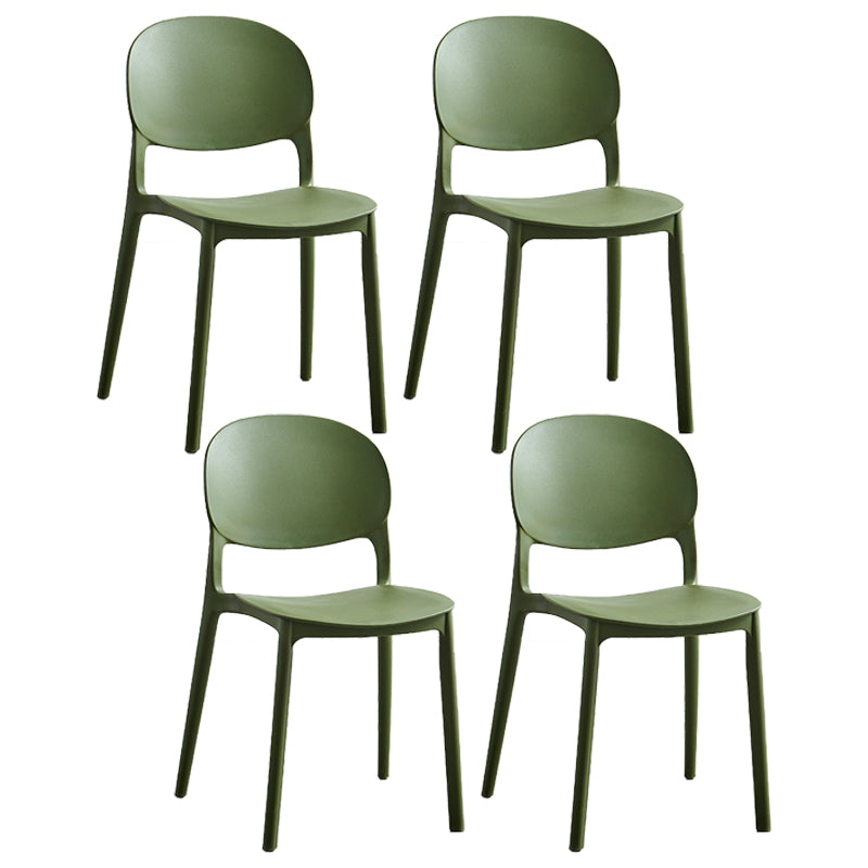 Stackable Armless Dining Chairs Plastic Open Back Side Chair (Set of 4) Blackish Green Clearhalo ' kitchen&dining_furn' 'Dining Chairs' 'Dining Tables & Seating' 'dining_chair' 'furn' 'furn_dining_chair' 'Furniture' 'furniture_dining_chair' 'Kitchen & Dining Furniture' 'kitchen' 3950641