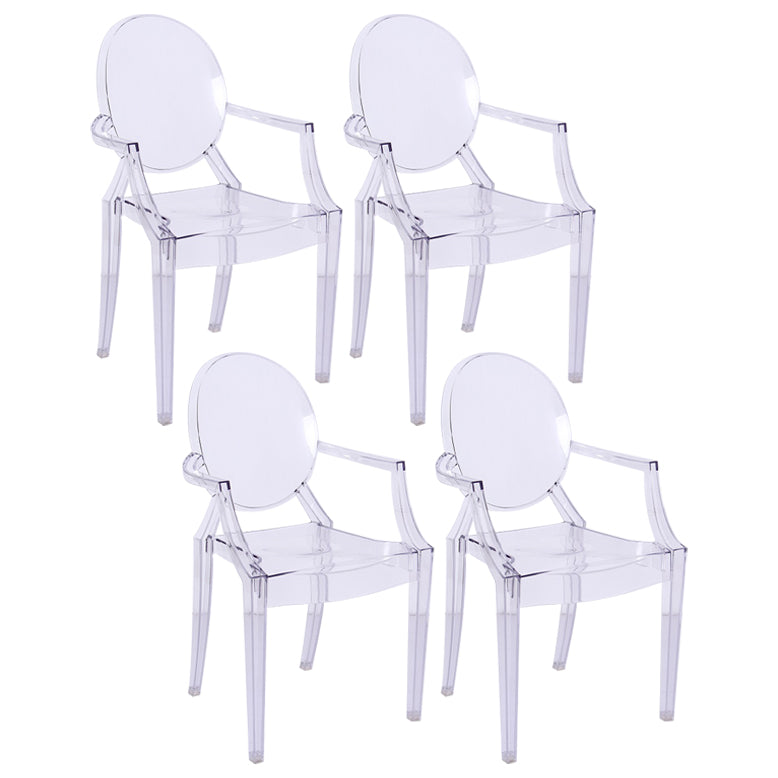 Minimalist Style Open Back Dining Side Chairs Plastic Dining Armchairs White 4 Piece Set Clearhalo ' kitchen&dining_furn' 'Dining Chairs' 'Dining Tables & Seating' 'dining_chair' 'furn' 'furn_dining_chair' 'Furniture' 'furniture_dining_chair' 'Kitchen & Dining Furniture' 'kitchen' 3950649
