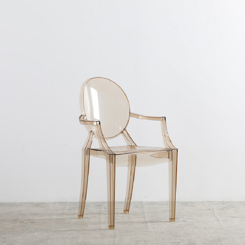 Minimalist Style Open Back Dining Side Chairs Plastic Dining Armchairs Amber 1 Piece Clearhalo ' kitchen&dining_furn' 'Dining Chairs' 'Dining Tables & Seating' 'dining_chair' 'furn' 'furn_dining_chair' 'Furniture' 'furniture_dining_chair' 'Kitchen & Dining Furniture' 'kitchen' 3950657