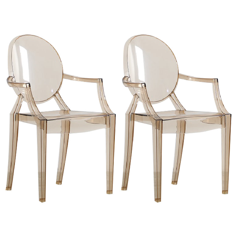 Minimalist Style Open Back Dining Side Chairs Plastic Dining Armchairs Amber 2 Piece Set Clearhalo ' kitchen&dining_furn' 'Dining Chairs' 'Dining Tables & Seating' 'dining_chair' 'furn' 'furn_dining_chair' 'Furniture' 'furniture_dining_chair' 'Kitchen & Dining Furniture' 'kitchen' 3950659