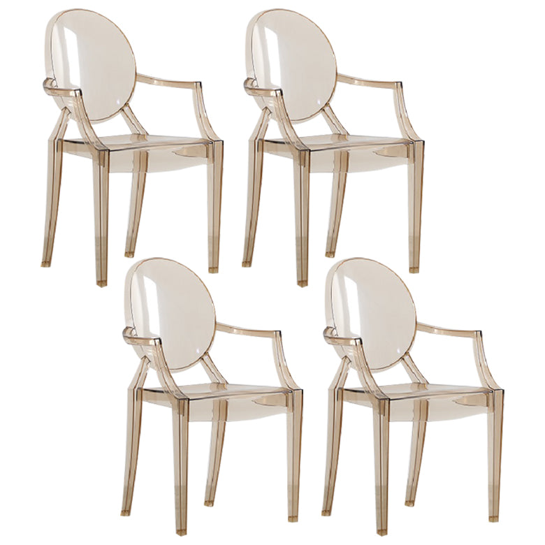 Minimalist Style Open Back Dining Side Chairs Plastic Dining Armchairs Amber 4 Piece Set Clearhalo ' kitchen&dining_furn' 'Dining Chairs' 'Dining Tables & Seating' 'dining_chair' 'furn' 'furn_dining_chair' 'Furniture' 'furniture_dining_chair' 'Kitchen & Dining Furniture' 'kitchen' 3950662