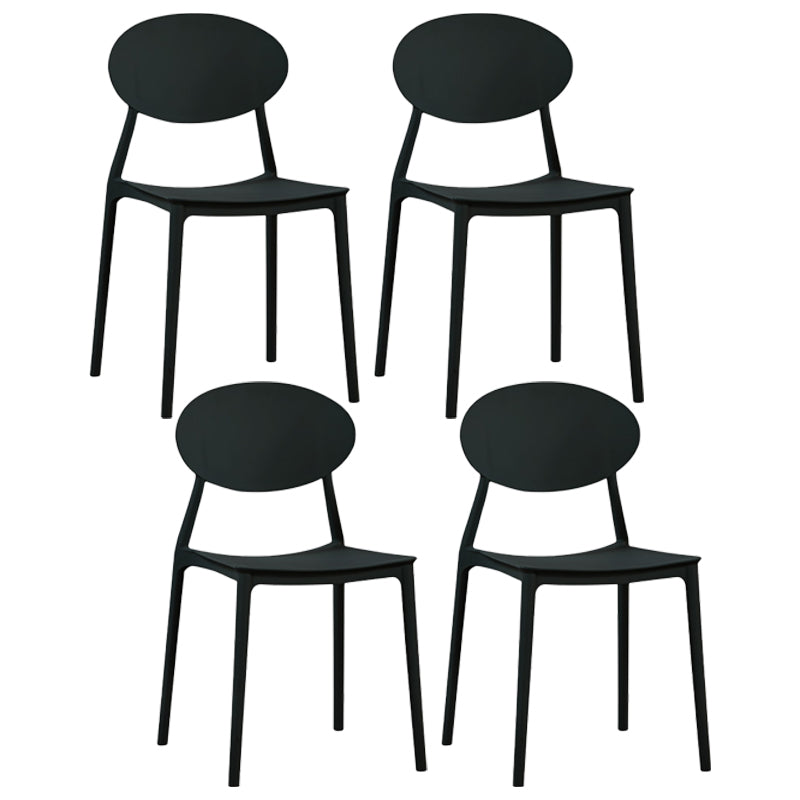 Plastic Stackable Dining Side Chair Open Back Armless Dining Chairs (Set of 4) Black Clearhalo ' kitchen&dining_furn' 'Dining Chairs' 'Dining Tables & Seating' 'dining_chair' 'furn' 'furn_dining_chair' 'Furniture' 'furniture_dining_chair' 'Kitchen & Dining Furniture' 'kitchen' 3950668
