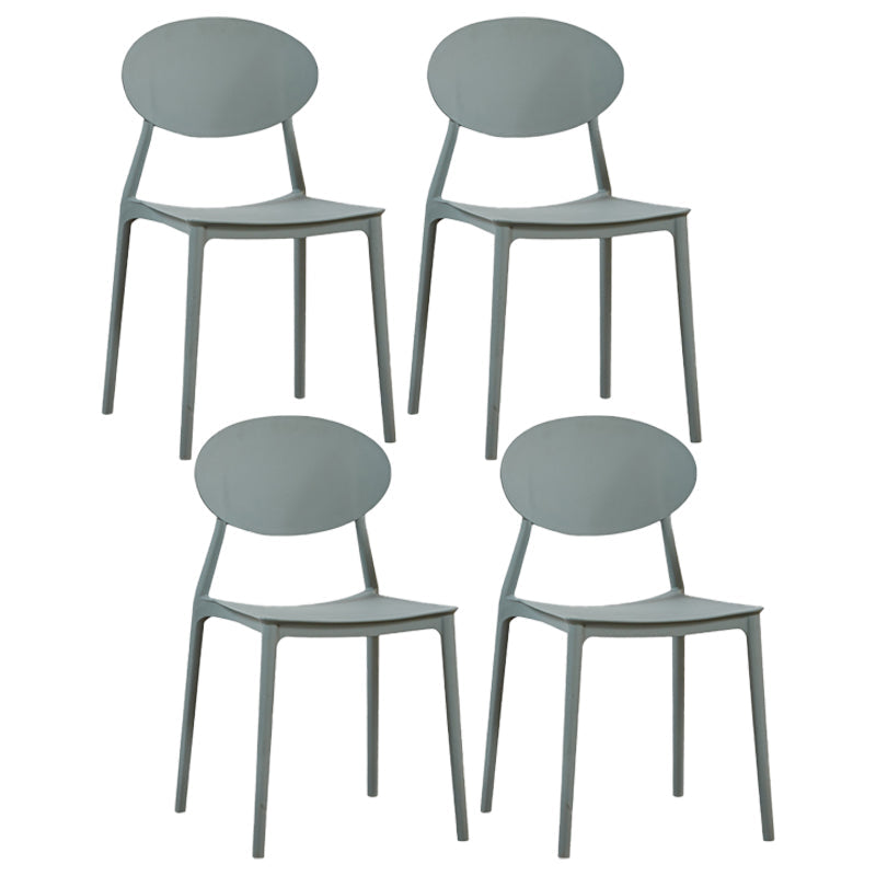 Plastic Stackable Dining Side Chair Open Back Armless Dining Chairs (Set of 4) Grey Clearhalo ' kitchen&dining_furn' 'Dining Chairs' 'Dining Tables & Seating' 'dining_chair' 'furn' 'furn_dining_chair' 'Furniture' 'furniture_dining_chair' 'Kitchen & Dining Furniture' 'kitchen' 3950669