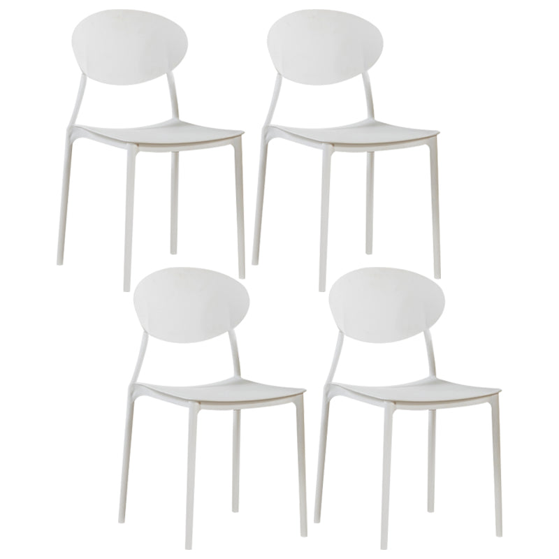 Plastic Stackable Dining Side Chair Open Back Armless Dining Chairs (Set of 4) White Clearhalo ' kitchen&dining_furn' 'Dining Chairs' 'Dining Tables & Seating' 'dining_chair' 'furn' 'furn_dining_chair' 'Furniture' 'furniture_dining_chair' 'Kitchen & Dining Furniture' 'kitchen' 3950671