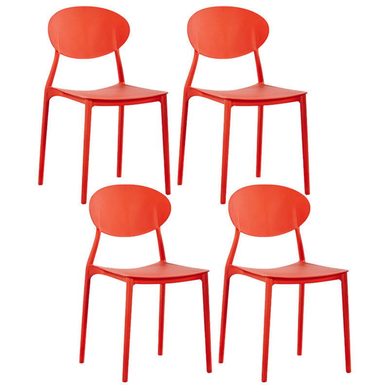 Plastic Stackable Dining Side Chair Open Back Armless Dining Chairs (Set of 4) Red Clearhalo ' kitchen&dining_furn' 'Dining Chairs' 'Dining Tables & Seating' 'dining_chair' 'furn' 'furn_dining_chair' 'Furniture' 'furniture_dining_chair' 'Kitchen & Dining Furniture' 'kitchen' 3950674