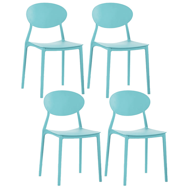 Plastic Stackable Dining Side Chair Open Back Armless Dining Chairs (Set of 4) Light Blue Clearhalo ' kitchen&dining_furn' 'Dining Chairs' 'Dining Tables & Seating' 'dining_chair' 'furn' 'furn_dining_chair' 'Furniture' 'furniture_dining_chair' 'Kitchen & Dining Furniture' 'kitchen' 3950678
