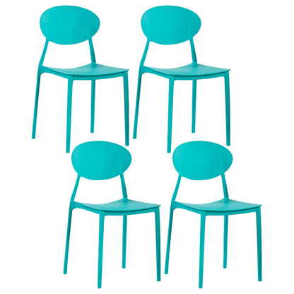 Plastic Stackable Dining Side Chair Open Back Armless Dining Chairs (Set of 4) Lake Blue Clearhalo ' kitchen&dining_furn' 'Dining Chairs' 'Dining Tables & Seating' 'dining_chair' 'furn' 'furn_dining_chair' 'Furniture' 'furniture_dining_chair' 'Kitchen & Dining Furniture' 'kitchen' 3950680