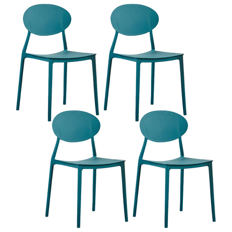 Plastic Stackable Dining Side Chair Open Back Armless Dining Chairs (Set of 4) Peacock Blue Clearhalo ' kitchen&dining_furn' 'Dining Chairs' 'Dining Tables & Seating' 'dining_chair' 'furn' 'furn_dining_chair' 'Furniture' 'furniture_dining_chair' 'Kitchen & Dining Furniture' 'kitchen' 3950683