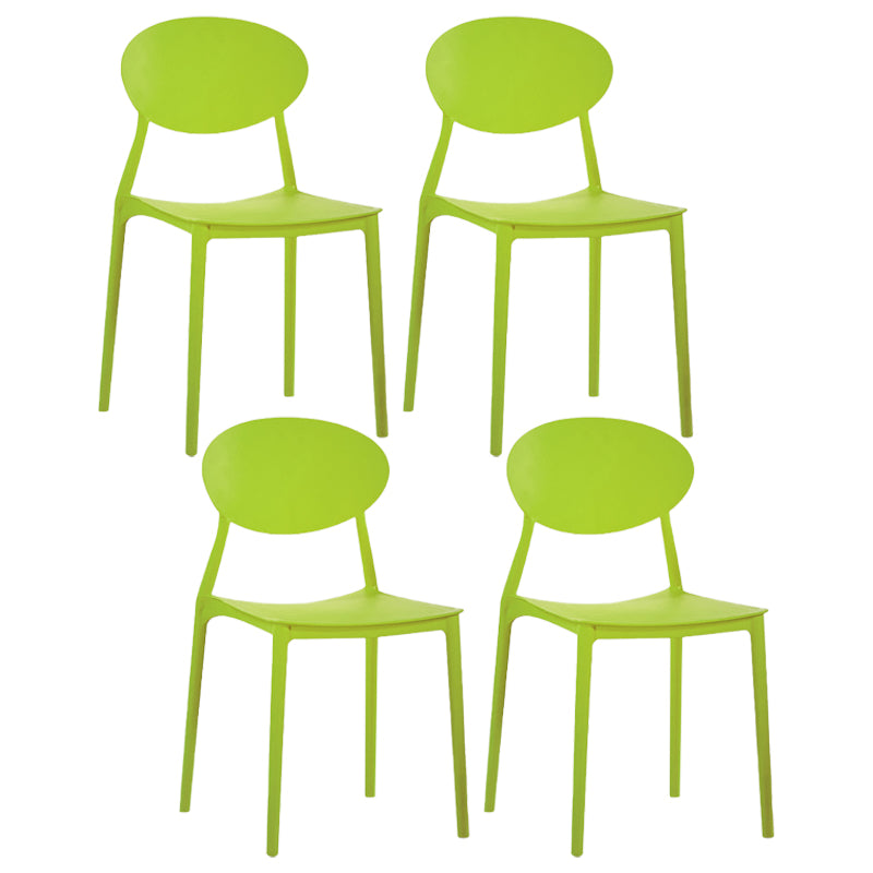 Plastic Stackable Dining Side Chair Open Back Armless Dining Chairs (Set of 4) Turquoise Clearhalo ' kitchen&dining_furn' 'Dining Chairs' 'Dining Tables & Seating' 'dining_chair' 'furn' 'furn_dining_chair' 'Furniture' 'furniture_dining_chair' 'Kitchen & Dining Furniture' 'kitchen' 3950685
