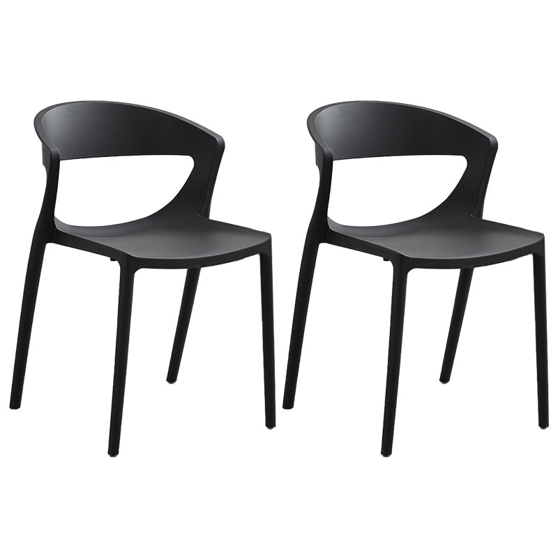 Minimalist Style Plastic Dining Armless Chairs Open Back Dining Side Chair Black 2 Piece Set Clearhalo ' kitchen&dining_furn' 'Dining Chairs' 'Dining Tables & Seating' 'dining_chair' 'furn' 'furn_dining_chair' 'Furniture' 'furniture_dining_chair' 'Kitchen & Dining Furniture' 'kitchen' 3950690