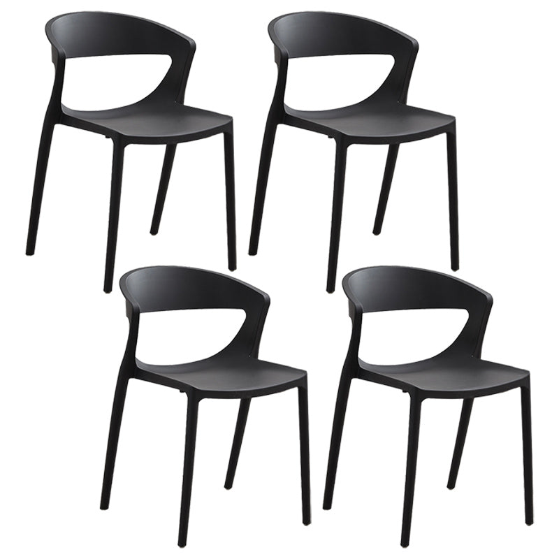 Minimalist Style Plastic Dining Armless Chairs Open Back Dining Side Chair Black 4 Piece Set Clearhalo ' kitchen&dining_furn' 'Dining Chairs' 'Dining Tables & Seating' 'dining_chair' 'furn' 'furn_dining_chair' 'Furniture' 'furniture_dining_chair' 'Kitchen & Dining Furniture' 'kitchen' 3950692