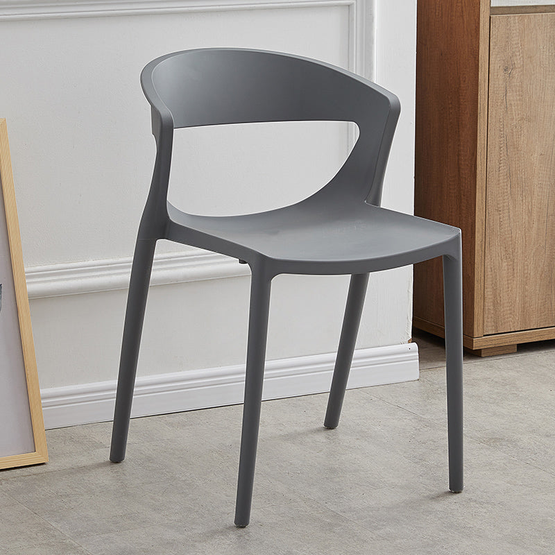 Minimalist Style Plastic Dining Armless Chairs Open Back Dining Side Chair Grey 1 Piece Clearhalo ' kitchen&dining_furn' 'Dining Chairs' 'Dining Tables & Seating' 'dining_chair' 'furn' 'furn_dining_chair' 'Furniture' 'furniture_dining_chair' 'Kitchen & Dining Furniture' 'kitchen' 3950694