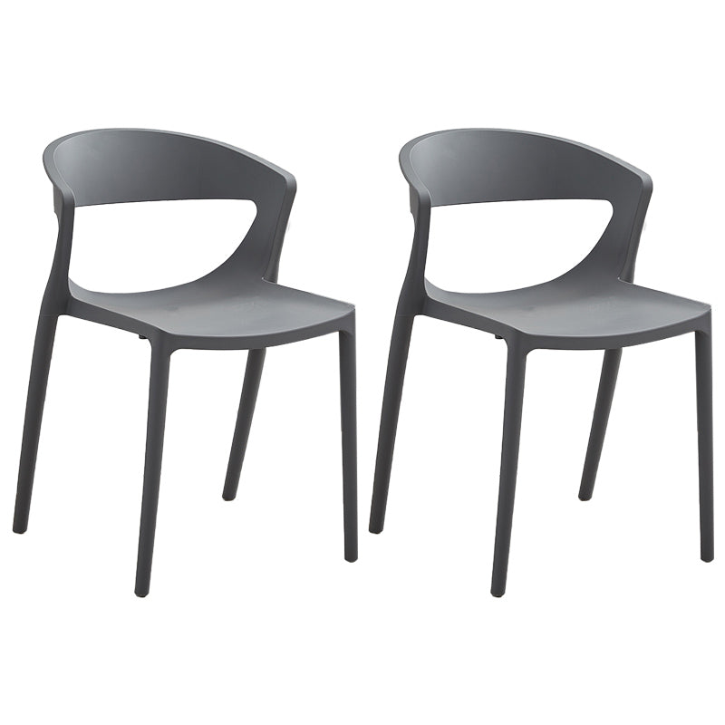 Minimalist Style Plastic Dining Armless Chairs Open Back Dining Side Chair Grey 2 Piece Set Clearhalo ' kitchen&dining_furn' 'Dining Chairs' 'Dining Tables & Seating' 'dining_chair' 'furn' 'furn_dining_chair' 'Furniture' 'furniture_dining_chair' 'Kitchen & Dining Furniture' 'kitchen' 3950695