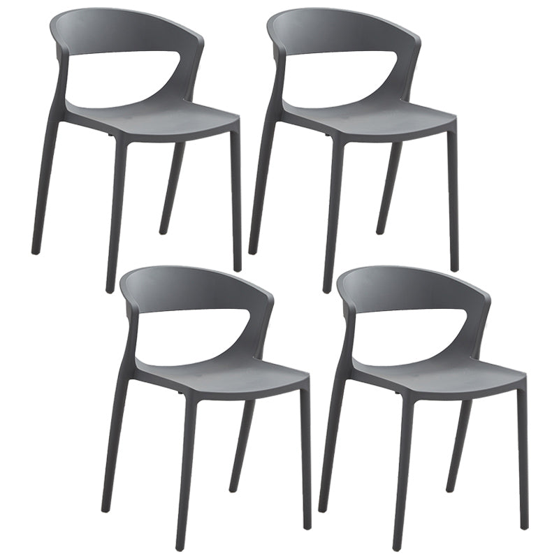Minimalist Style Plastic Dining Armless Chairs Open Back Dining Side Chair Grey 4 Piece Set Clearhalo ' kitchen&dining_furn' 'Dining Chairs' 'Dining Tables & Seating' 'dining_chair' 'furn' 'furn_dining_chair' 'Furniture' 'furniture_dining_chair' 'Kitchen & Dining Furniture' 'kitchen' 3950698