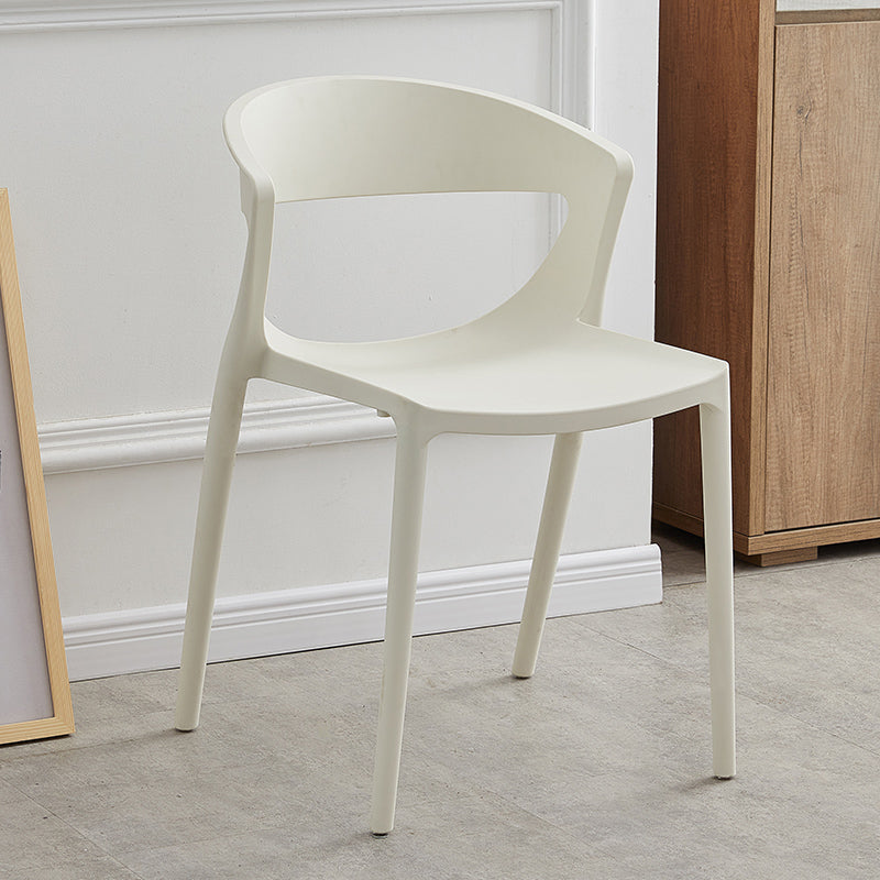 Minimalist Style Plastic Dining Armless Chairs Open Back Dining Side Chair White 1 Piece Clearhalo ' kitchen&dining_furn' 'Dining Chairs' 'Dining Tables & Seating' 'dining_chair' 'furn' 'furn_dining_chair' 'Furniture' 'furniture_dining_chair' 'Kitchen & Dining Furniture' 'kitchen' 3950700