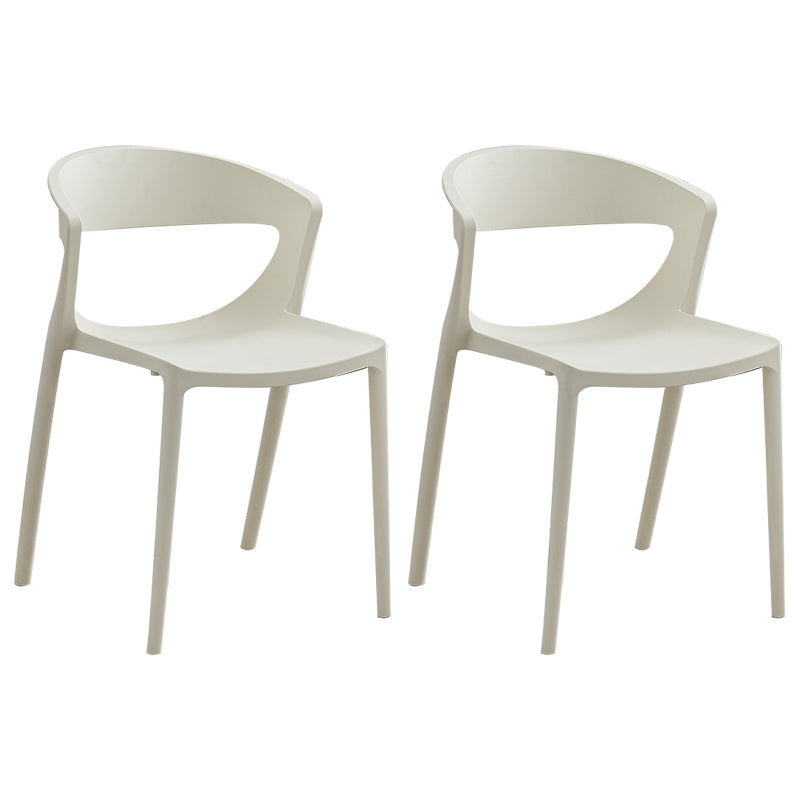 Minimalist Style Plastic Dining Armless Chairs Open Back Dining Side Chair White 2 Piece Set Clearhalo ' kitchen&dining_furn' 'Dining Chairs' 'Dining Tables & Seating' 'dining_chair' 'furn' 'furn_dining_chair' 'Furniture' 'furniture_dining_chair' 'Kitchen & Dining Furniture' 'kitchen' 3950702