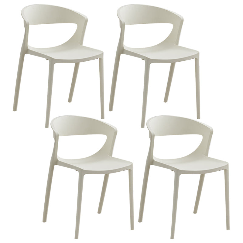 Minimalist Style Plastic Dining Armless Chairs Open Back Dining Side Chair White 4 Piece Set Clearhalo ' kitchen&dining_furn' 'Dining Chairs' 'Dining Tables & Seating' 'dining_chair' 'furn' 'furn_dining_chair' 'Furniture' 'furniture_dining_chair' 'Kitchen & Dining Furniture' 'kitchen' 3950704