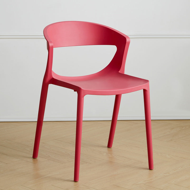 Minimalist Style Plastic Dining Armless Chairs Open Back Dining Side Chair Red 1 Piece Clearhalo ' kitchen&dining_furn' 'Dining Chairs' 'Dining Tables & Seating' 'dining_chair' 'furn' 'furn_dining_chair' 'Furniture' 'furniture_dining_chair' 'Kitchen & Dining Furniture' 'kitchen' 3950706