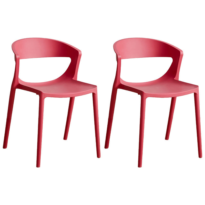 Minimalist Style Plastic Dining Armless Chairs Open Back Dining Side Chair Red 2 Piece Set Clearhalo ' kitchen&dining_furn' 'Dining Chairs' 'Dining Tables & Seating' 'dining_chair' 'furn' 'furn_dining_chair' 'Furniture' 'furniture_dining_chair' 'Kitchen & Dining Furniture' 'kitchen' 3950708