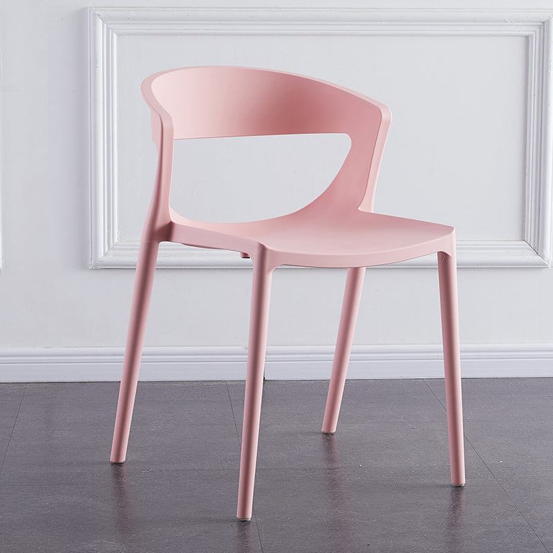 Minimalist Style Plastic Dining Armless Chairs Open Back Dining Side Chair Pink 1 Piece Clearhalo ' kitchen&dining_furn' 'Dining Chairs' 'Dining Tables & Seating' 'dining_chair' 'furn' 'furn_dining_chair' 'Furniture' 'furniture_dining_chair' 'Kitchen & Dining Furniture' 'kitchen' 3950710