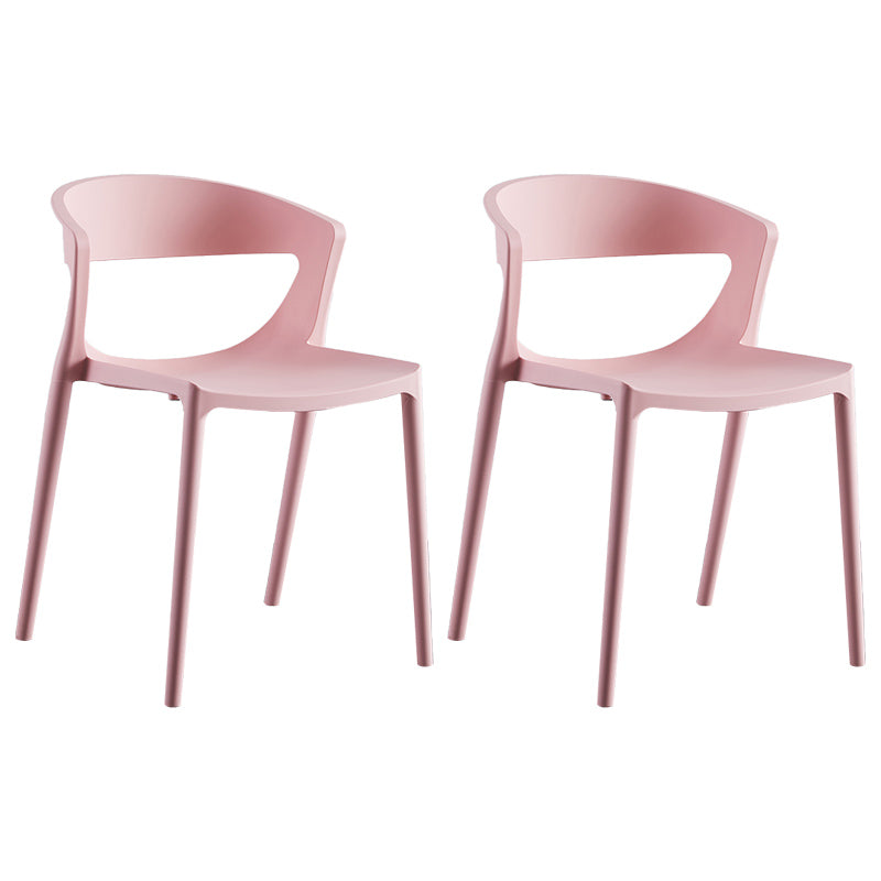 Minimalist Style Plastic Dining Armless Chairs Open Back Dining Side Chair Pink 2 Piece Set Clearhalo ' kitchen&dining_furn' 'Dining Chairs' 'Dining Tables & Seating' 'dining_chair' 'furn' 'furn_dining_chair' 'Furniture' 'furniture_dining_chair' 'Kitchen & Dining Furniture' 'kitchen' 3950711
