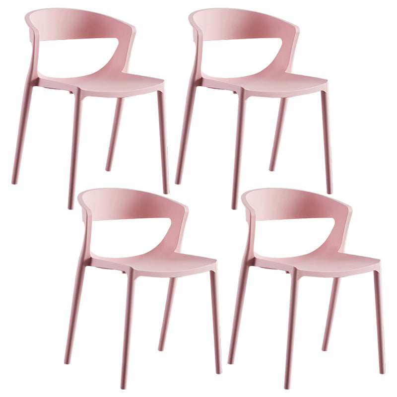 Minimalist Style Plastic Dining Armless Chairs Open Back Dining Side Chair Pink 4 Piece Set Clearhalo ' kitchen&dining_furn' 'Dining Chairs' 'Dining Tables & Seating' 'dining_chair' 'furn' 'furn_dining_chair' 'Furniture' 'furniture_dining_chair' 'Kitchen & Dining Furniture' 'kitchen' 3950712